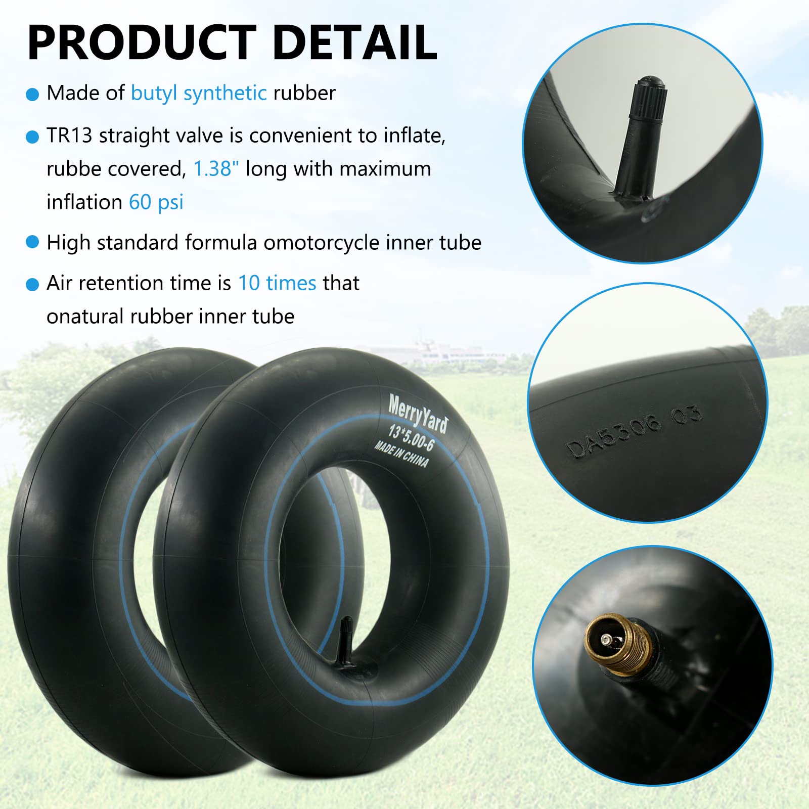 (2-pak) 13 x 5,0 - 15 cm dętki z prostym trzpieniem zaworu TR-13 - wymienne rurki opon do kosiarki - do golarki Dirt Quad, gokart, ATV, traktorów ogrodowych, odśnieżarek, wagonów, 13 500-6,12 x
