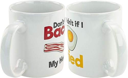 Miniatura 2 de Fairly Odd Novelties FON-10318 Go Bacon My Heart - Juego de 2 tazas de café con diseño de imagen de conejito, taza de técacao, divertido regalo de