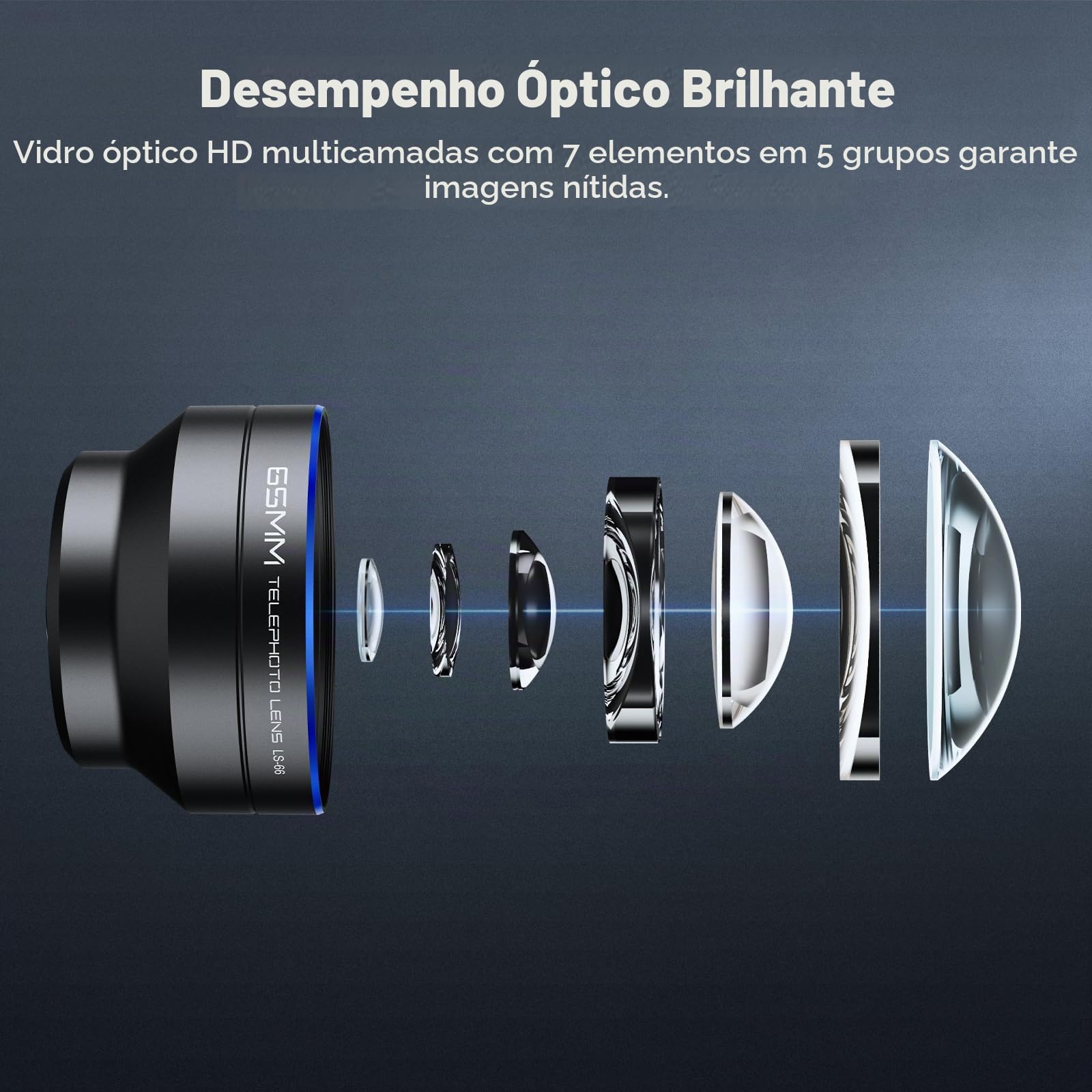 NEEWER Lente de câmera teleobjetiva HD de 65 mm com para-sol, LS
