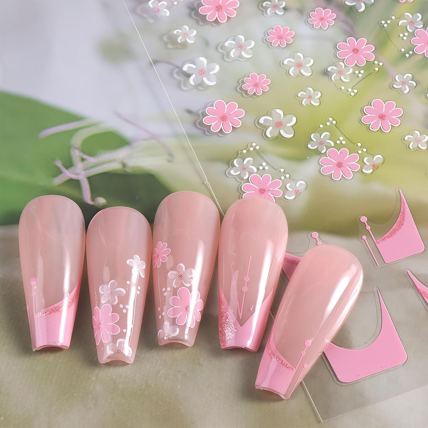 Orbica Mini Flower Nail Art Stickers - 30 Stickers Colorful Daisy Self-Adhesive Embossing Stickers for Nail Extension and DIY Embellishments (Colourful)