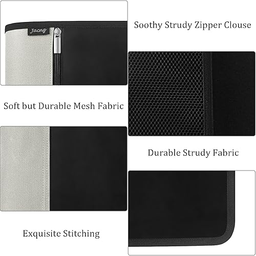 Miniatura 10 de Jacng Carpeta con cremallera redonda de 1.5 pulgadas, con 3 anillas, bolsillos con agarre con cremallera, bolsa de almacenamiento, suministros de