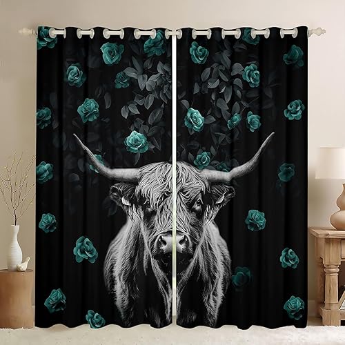 Miniatura 43 de Erosebridal Cortinas opacas de moda de los años 90, 30 % a 50 % para dormitorio, cortina de ventana con cinta de radio retro, tratamientos de Negro