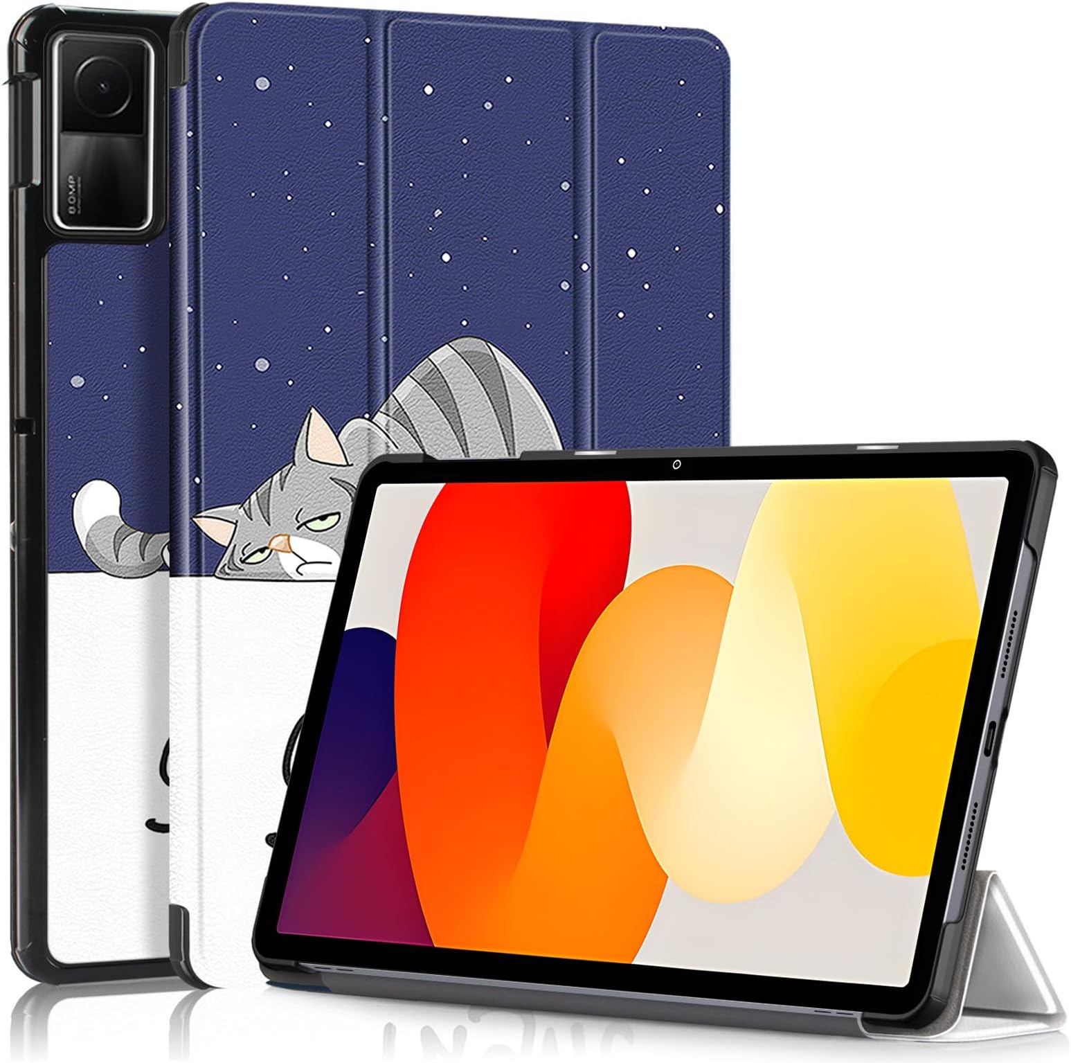 T Tersely Case for Xiaomi Redmi Pad SE 11 inch 2023 Released, Slim & Protective Hard Shell Smart Cover Multi-Angle Stand Tri Fold Design Perfectly Fit Your Redmi Pad SE (Cat)