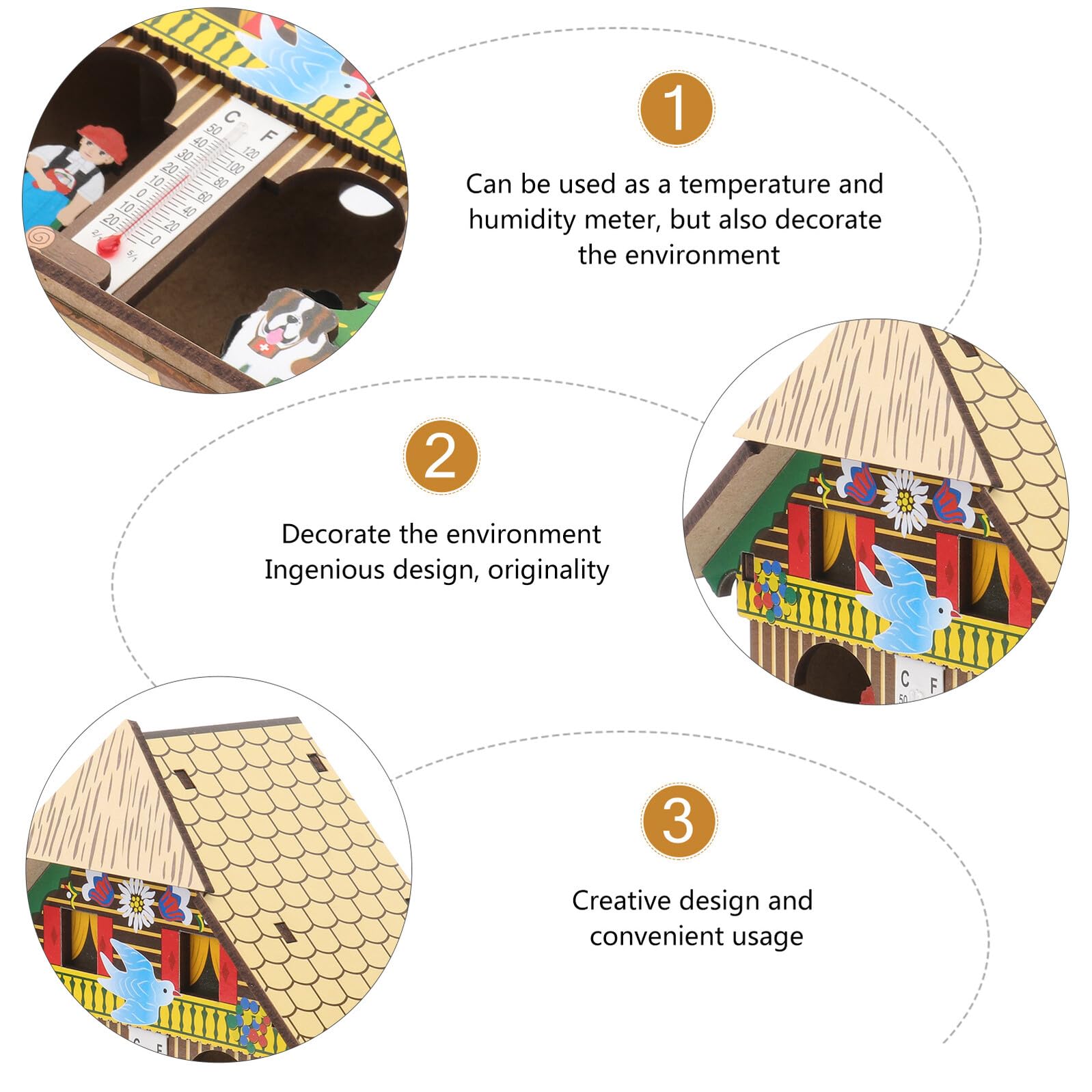 Termómetro Higrómetro Colgante Multifuncional para Hogar Barómetro de Pared con Diseño Resistente y Decoración Natural Medidor de Temperatura y Humedad Interior