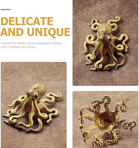 Miniatura 2 de BESPORTBLE Decoración del océano Fengshui adornos de latón pulpo adorno mini pulpo modelo escritorio pulpo decoración sala de estar oficina pulpo