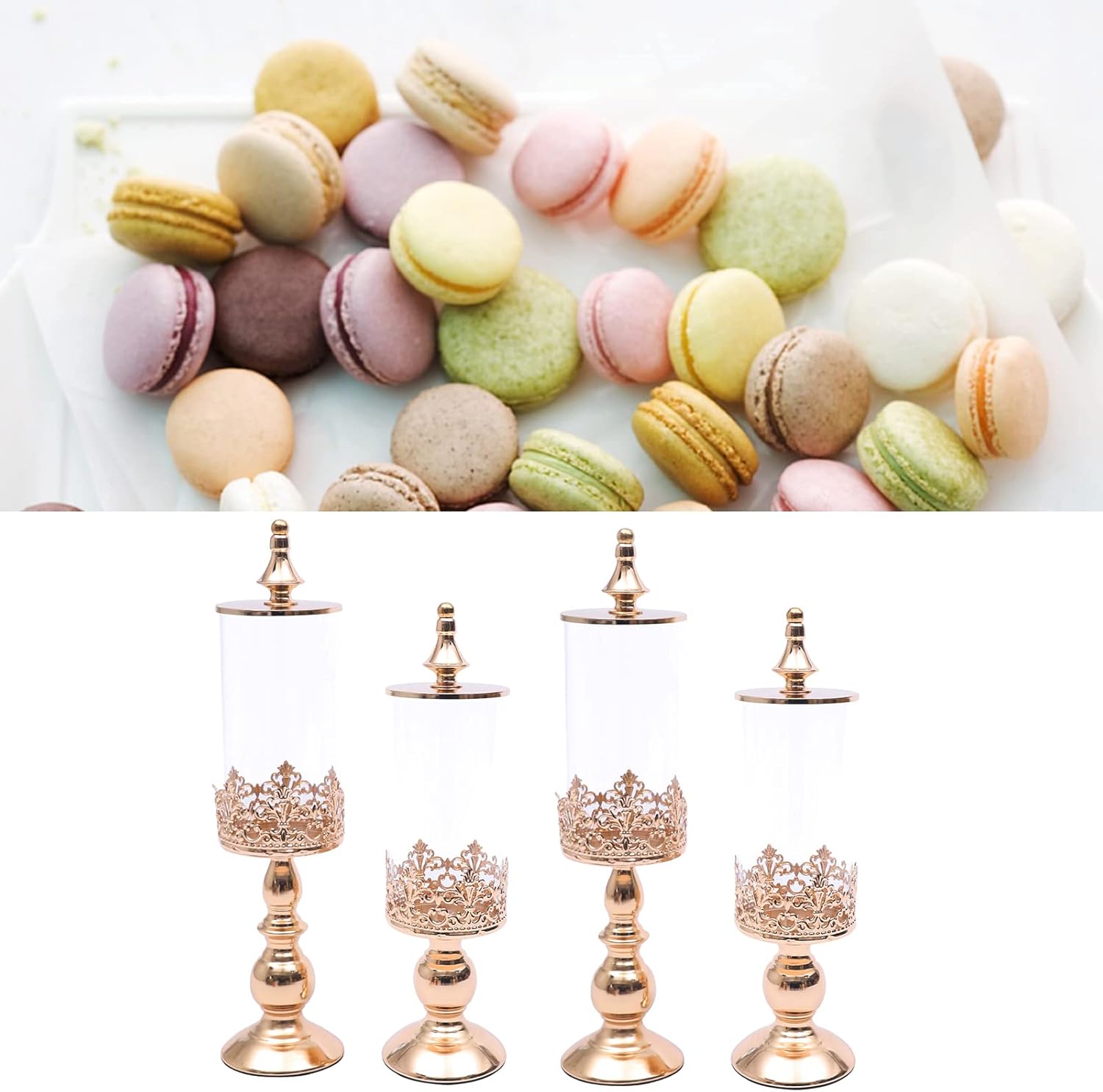 4-Pack Candy Jar with Lid Airtight, Clear Cookie Jar Container for Kitchen Pantry Organization, Candy Storage Containers with Lids for Candy, Snacks