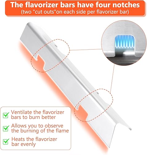 Miniatura 5 de QuliMetal 7636 67046 Barras aromatizantes para Weber Spirit 300 y GS4 Spirit II 300 Series, Spirit E310 E320 E330 S310 S315 S320 S330 Grill con