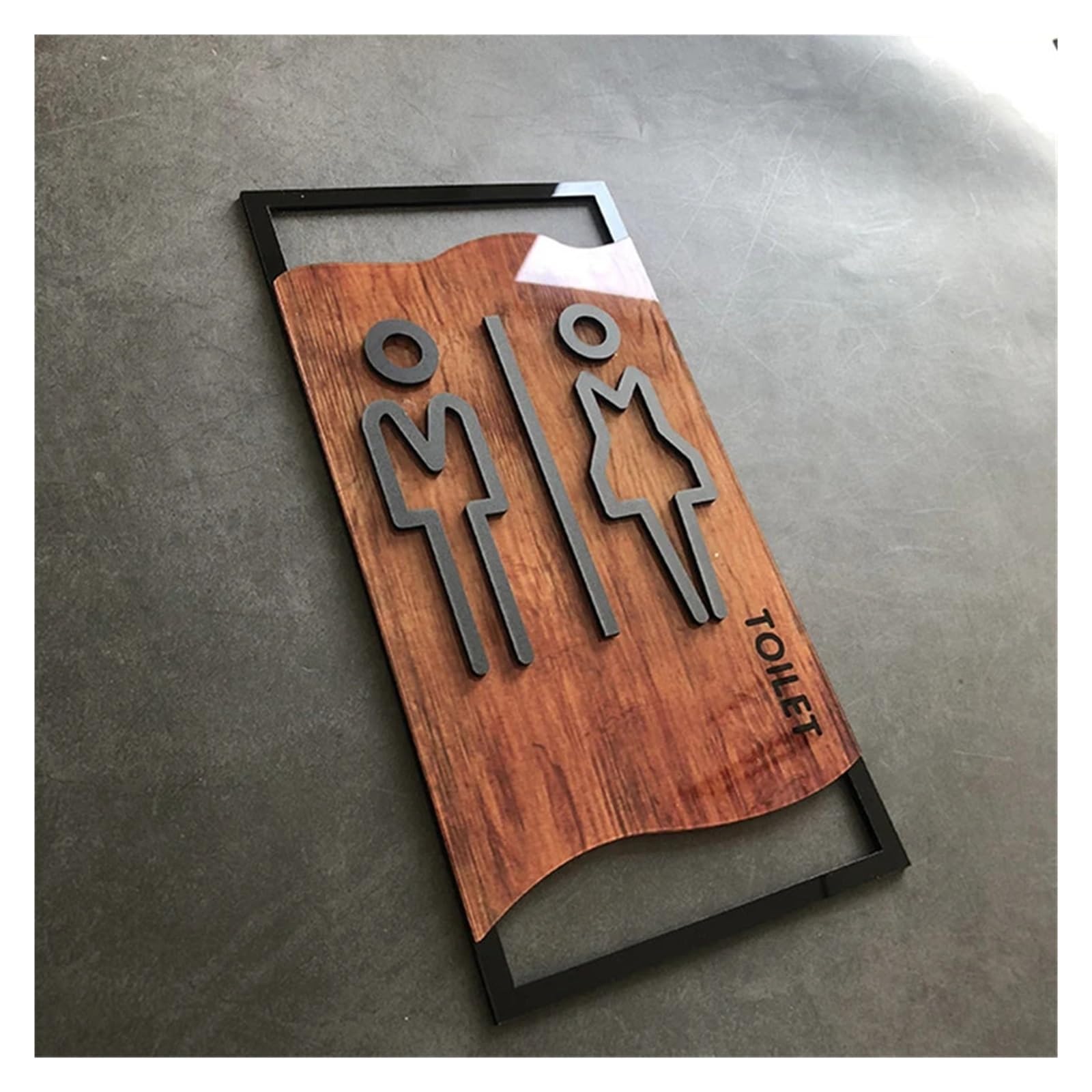 Toilet Sign Bedroom Bathroom Door Signs Imitation Wood Toilet Sign House Number Plate Washroom Signage(TOILET-01,12x25cm)