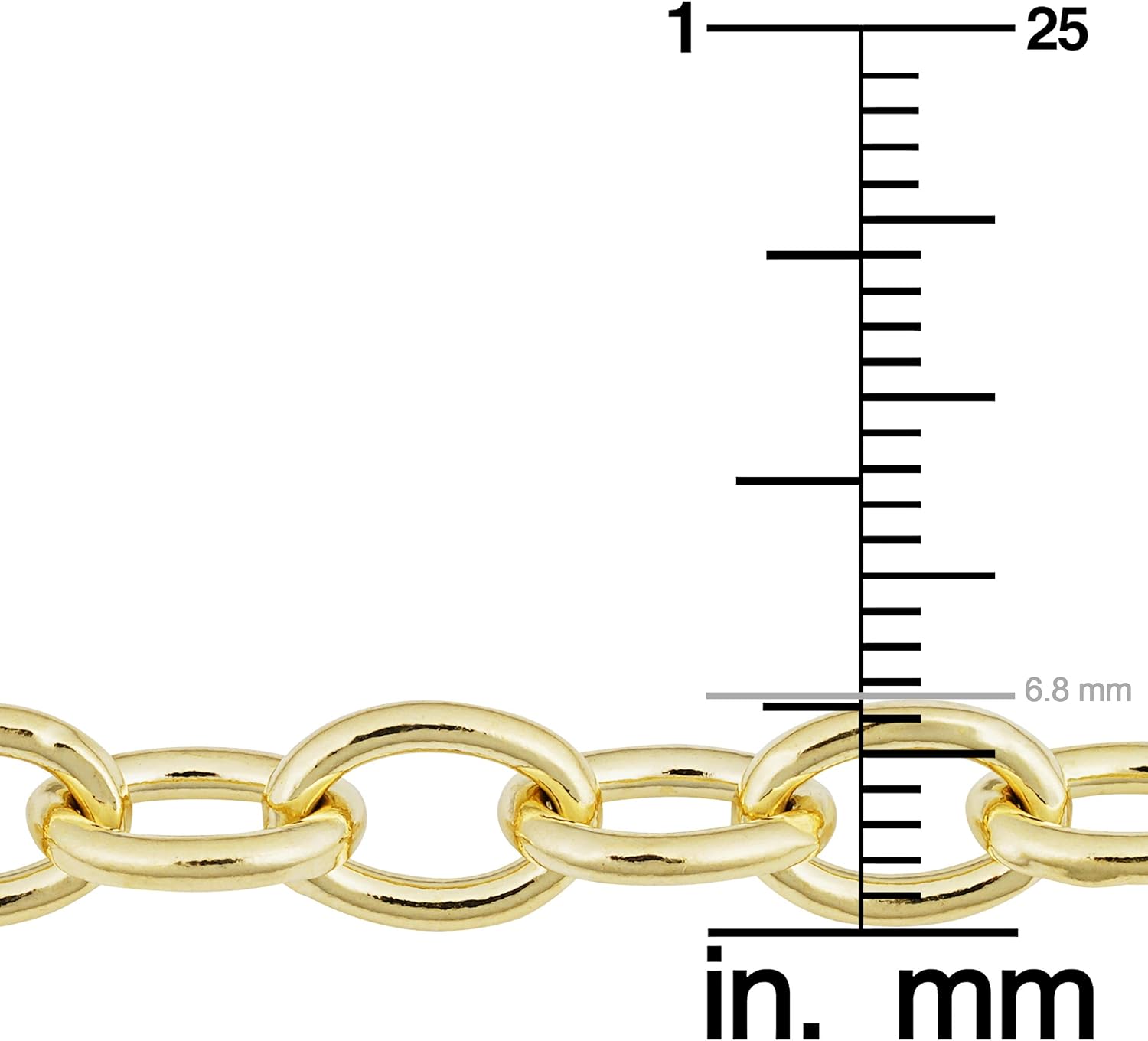 Solid 14k Yellow Gold Filled 6.8 mm Oval Cable Link Chain Necklace for Men and Women - Image 4