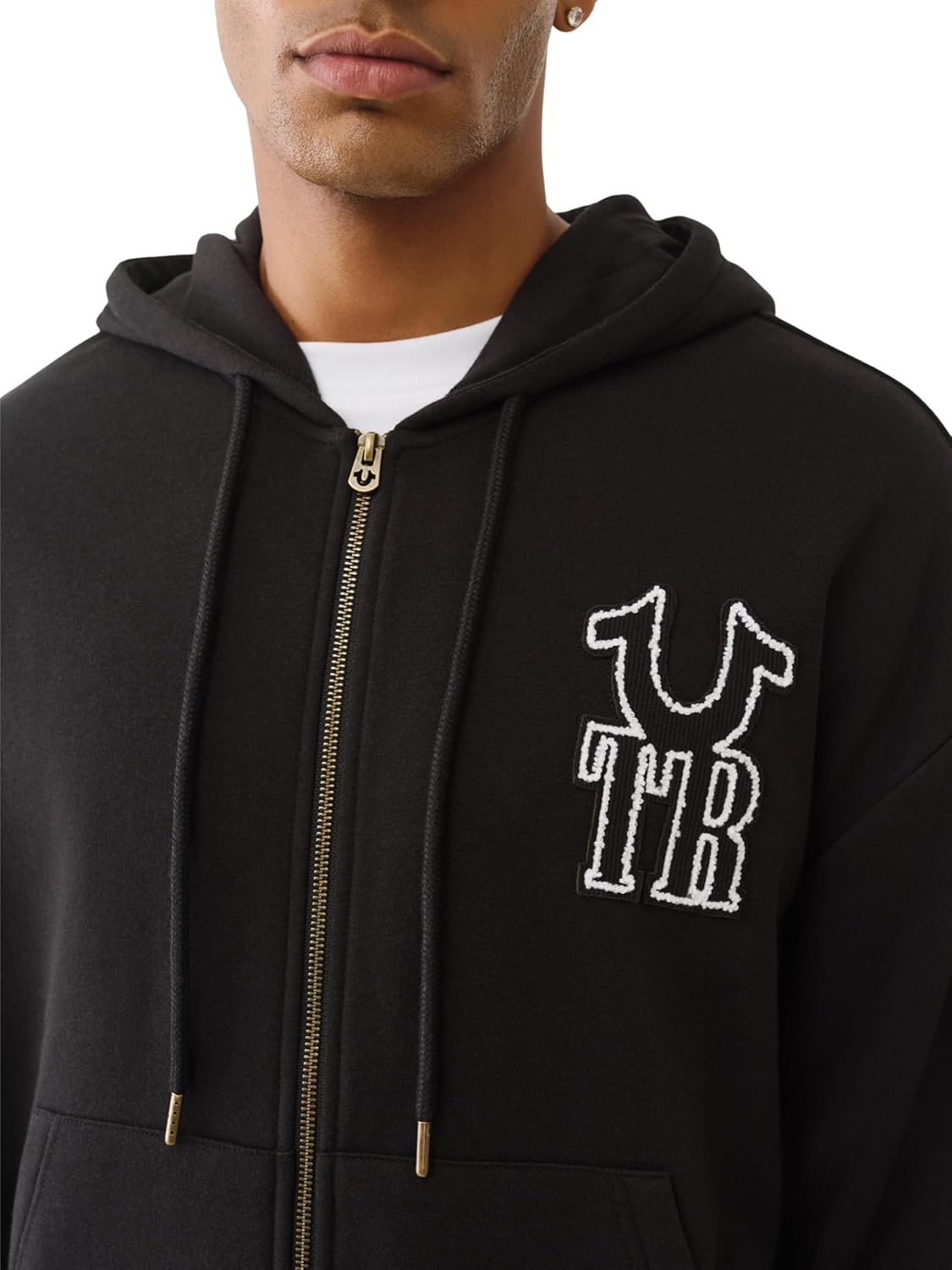 True Religion Rib Stitch Dept Boxy Zip Up for Men | Stylish Full Zip Sweatshirt, Comfortable Fit