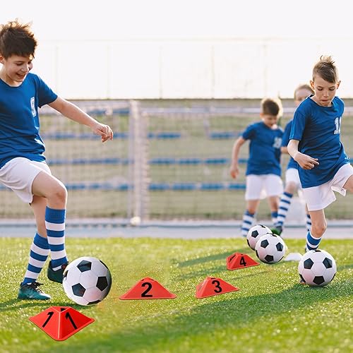 Miniatura 7 de Paquete de 24 conos deportivos, conos de fútbol con conos de tráfico numerados, conos de plástico para entrenamiento deportivo, conos deportivos