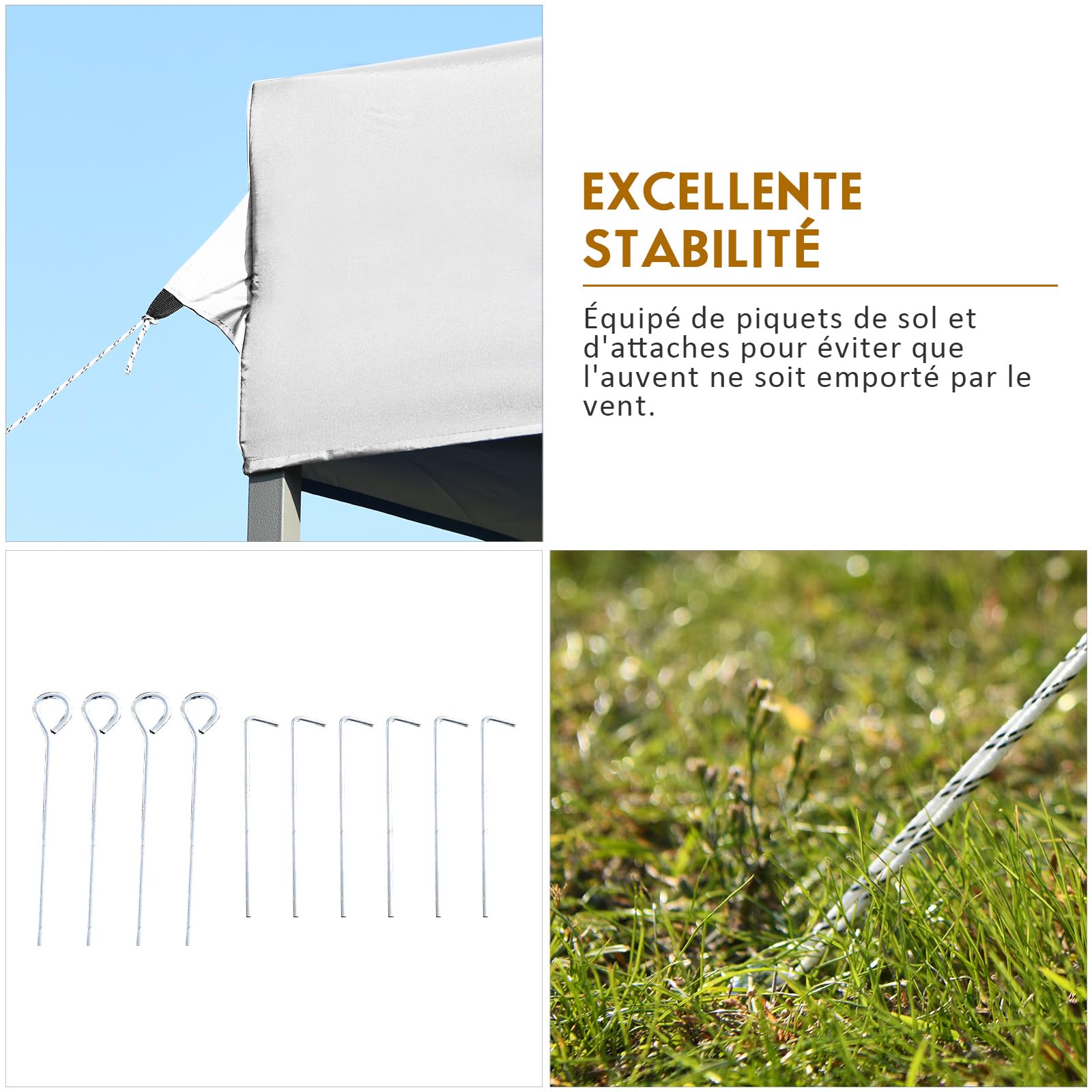 COSTWAY Tonnelle Pliable 3x3M, Tente de Jardin Imperméable Protection UV 50+, 3 Hauteurs 305/320/335 cm avec Sac de Rangement à roulettes, pour Fête Marché Patio (Blanc)