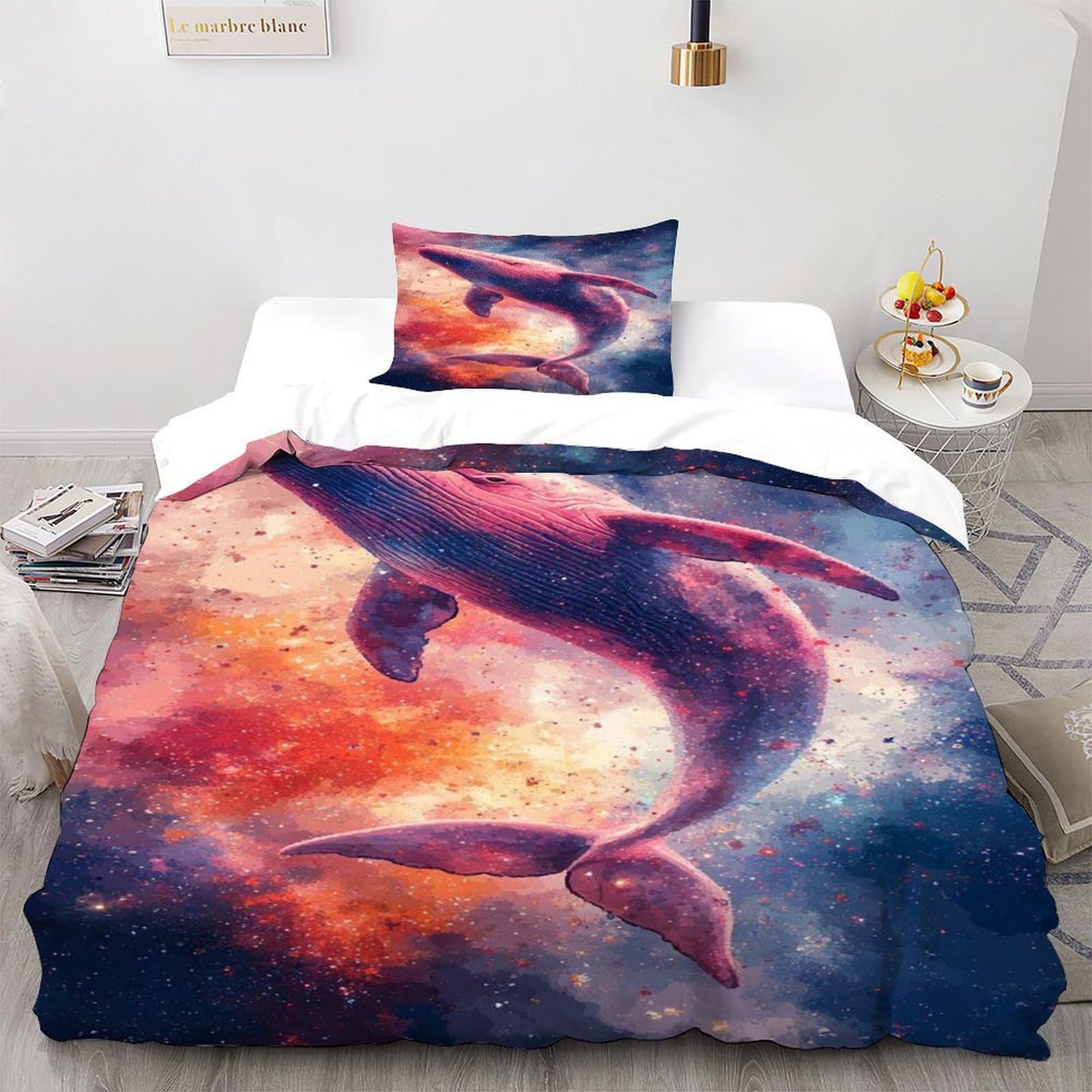 Ensemble de literie avec 1 taie d'oreiller au fini soyeux lit 135x200 cm