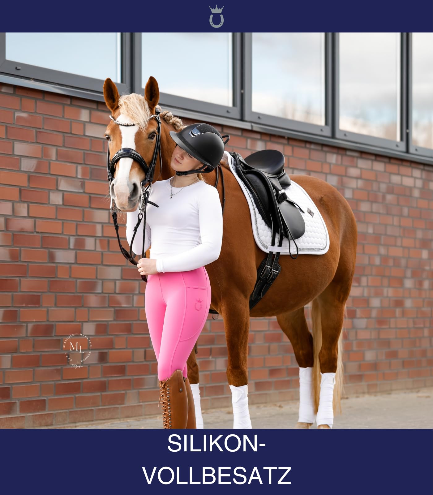 Royal Horsemen Reitleggings Damen & Mädchen (Gr. XXS-XL) - Silikon Vollbesatz - Bequeme Highwaist Reithose - Mit Handytasche und Gürtelschlaufen