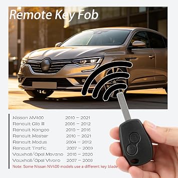 2Button Remote Key Fob For Renault Trafic Master Kangoo Modus Clio Twingo