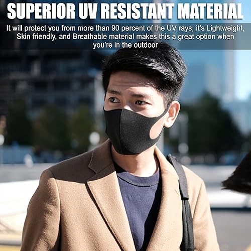 Miniatura 7 de 10 mascarillas negros con cubierta elástica para las orejas, anti-polvo, unisex, lavables, transpirables y reutilizables (adultos)