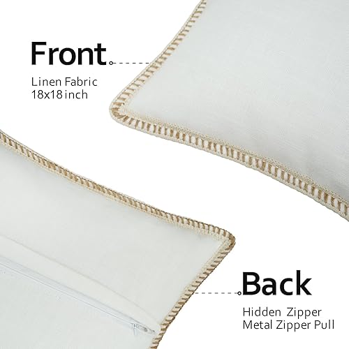 Miniatura 4 de Merrycolor Juego de 2 fundas de almohada decorativas de granja de 18 x 18 pulgadas, fundas de almohada beige texturizadas, fundas de almohada de