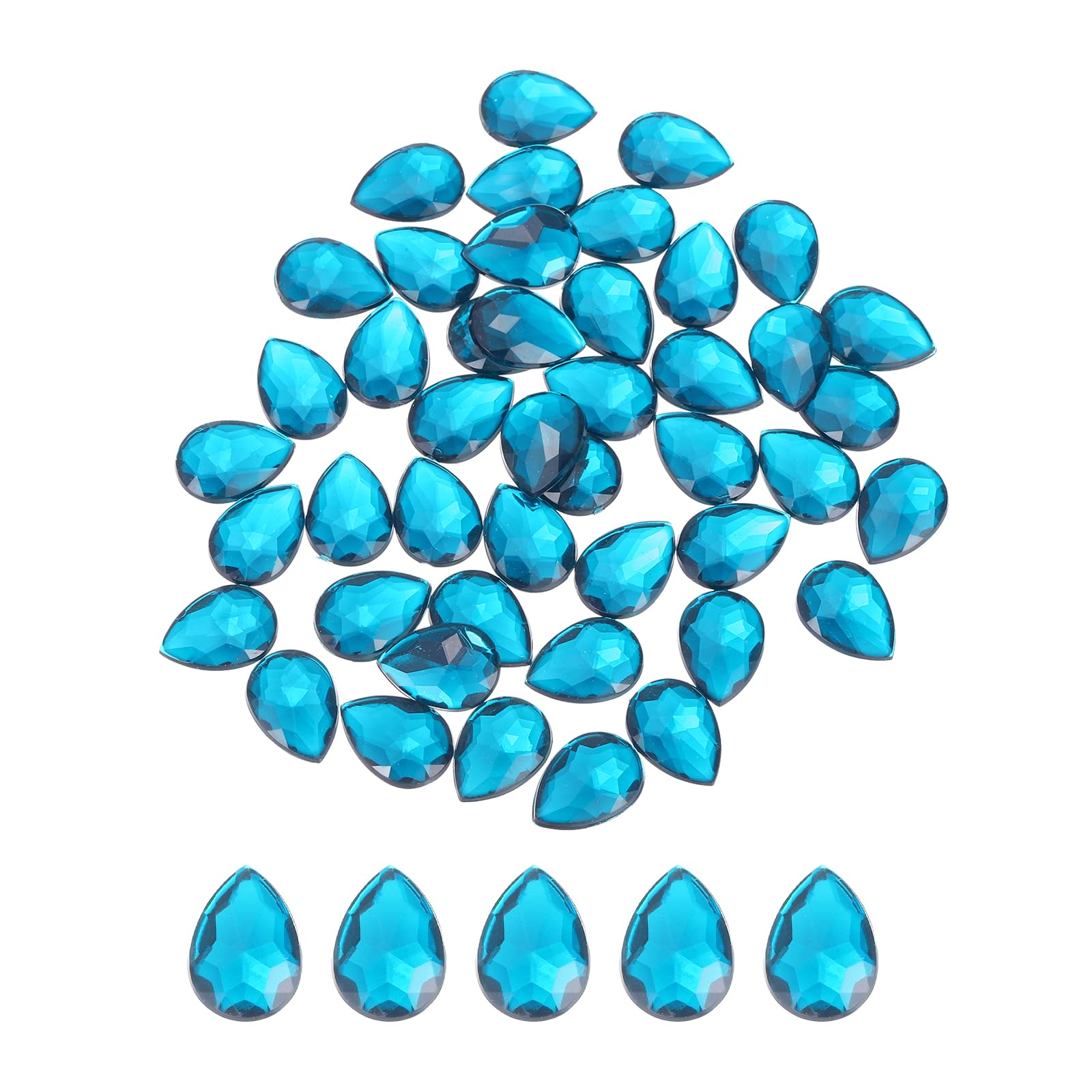 sourcing map 200PCS Flat Back Acrylic Teardrop Gems 10x14mm Artificial Rhinestones for DIY Crafts Bead Wedding Party Face Painting Jewelry Making Blue