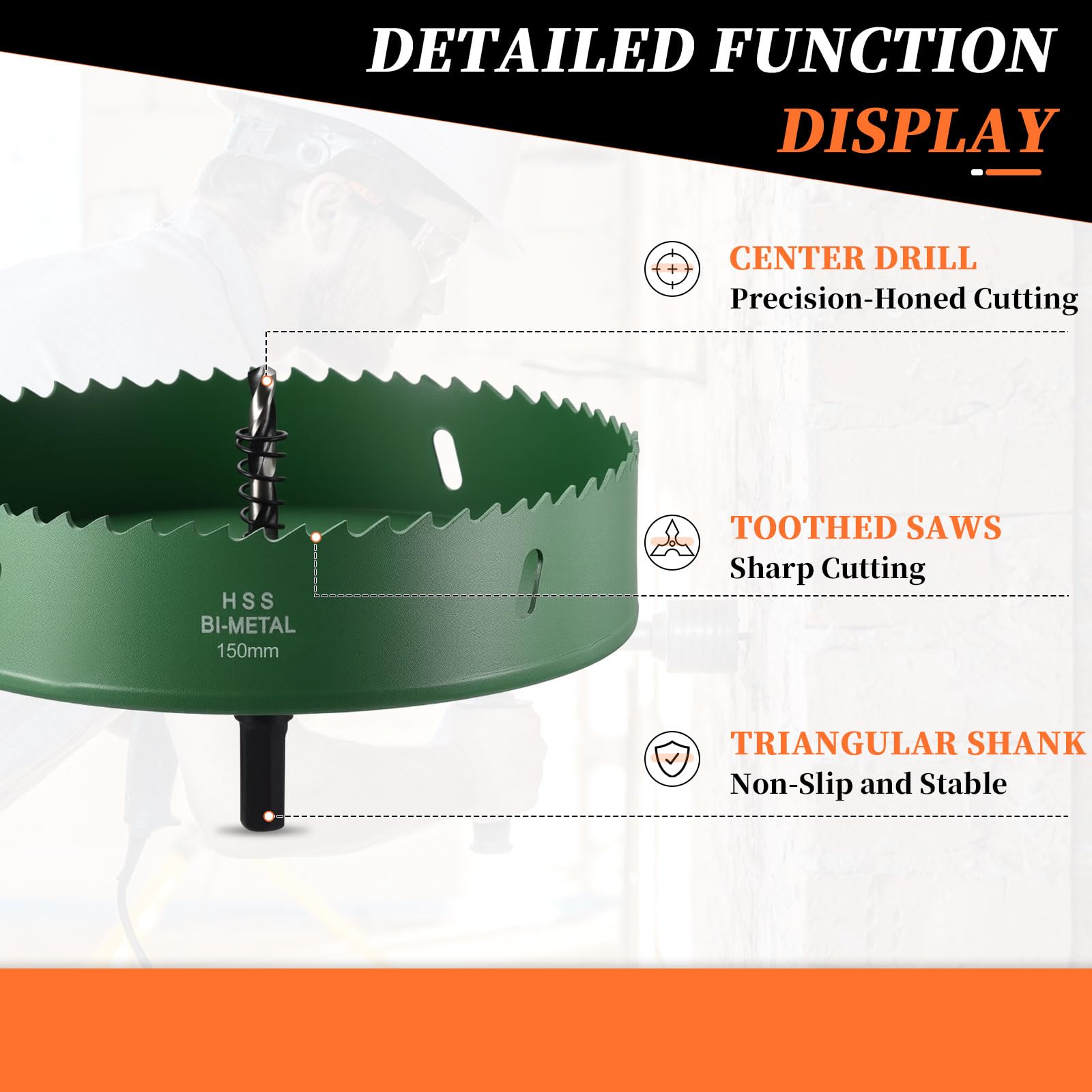 METALLIXITY Bi-Metal Hole Saw 5-7/8", M42 HSS Circular Head 150mm Hole Cutter with Center Drill Bit - Image 3