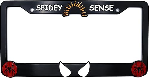 Spidey Sense - Marco de matrícula elevado 3D, 1 paquete de cubierta de placa de carácter, soporte universal para placa de automóvil de EE. UU.,
