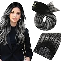 Vista 55 de Moresoo - Extensiones de cabello humano Remy lacio sin costuras con pinzas y trama, de poliuretano, cabeza completa, color castaño claro