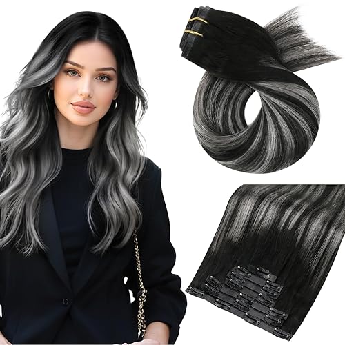 Miniatura 55 de Moresoo - Extensiones de cabello humano Remy lacio sin costuras con pinzas y trama, de poliuretano, cabeza completa, color castaño claro