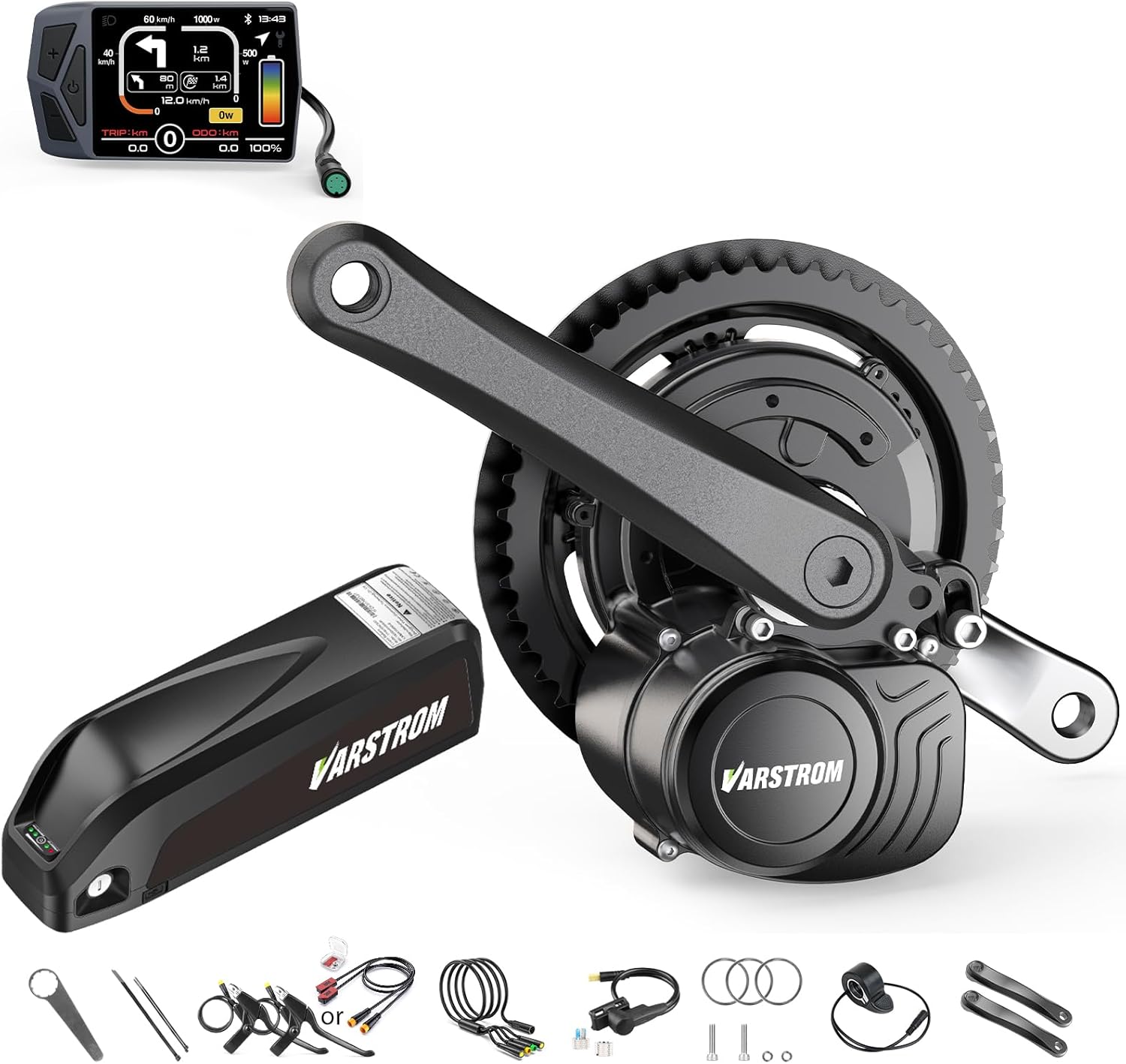 Torque Sensor Tong-Sheng Mid Drive Motor Kit - 48V 500W Electric Bike Conversion Kit with EKD01 Display and Battery Optional, Compatible with BB 68-73MM Mountain/Road Bikes