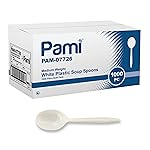 PAMI 1000 Plastic Soup Spoons Bulk Disposable White Medium Weight Durable Single-Use Cutlery for Parties Catering Food Service
