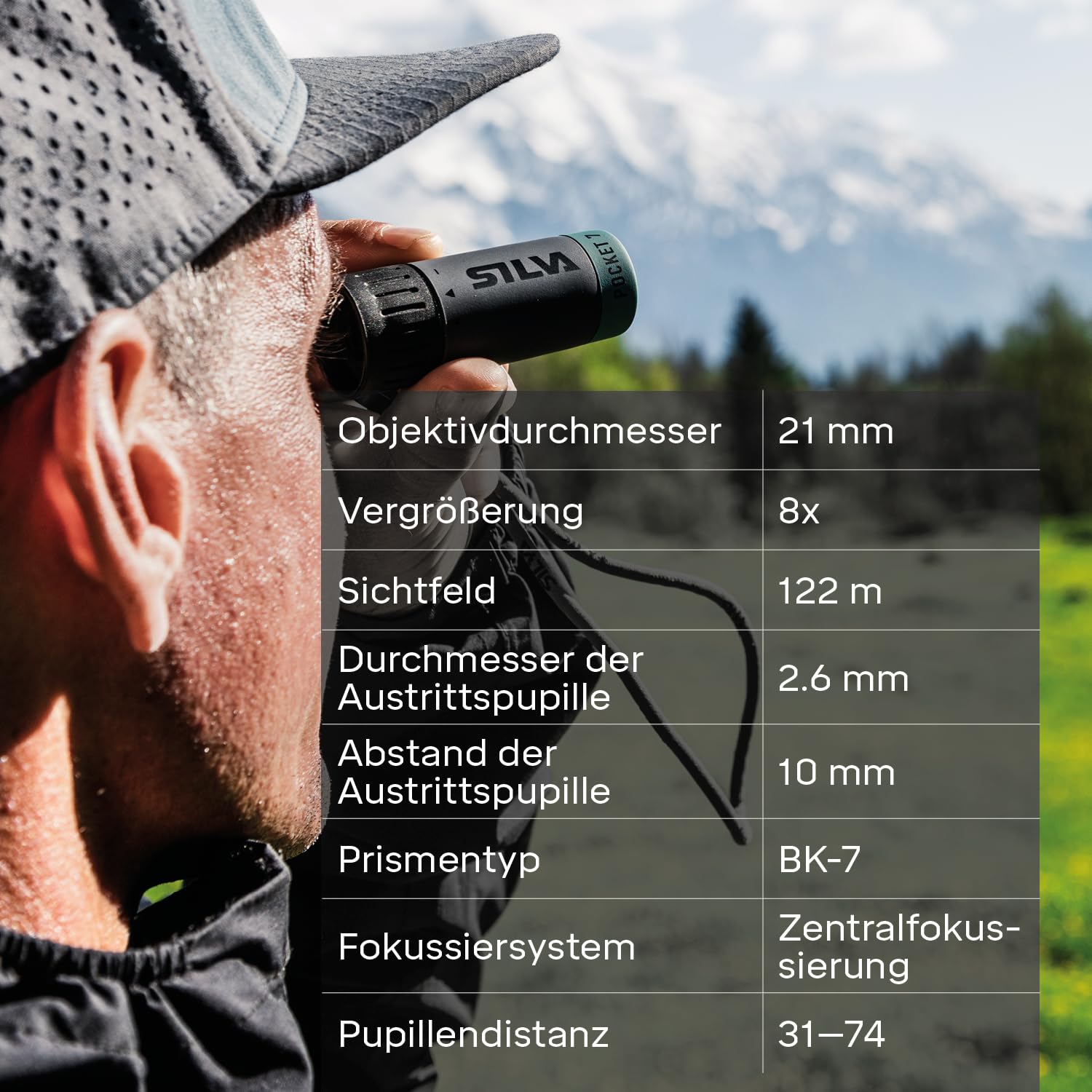 Silva kleines Fernglas Erwachsene & für Kinder - Pocket 8X - 8x21 Wasserfest - BK7 - Faltbares Fernglas klein - Mit Etui und Handschlaufen