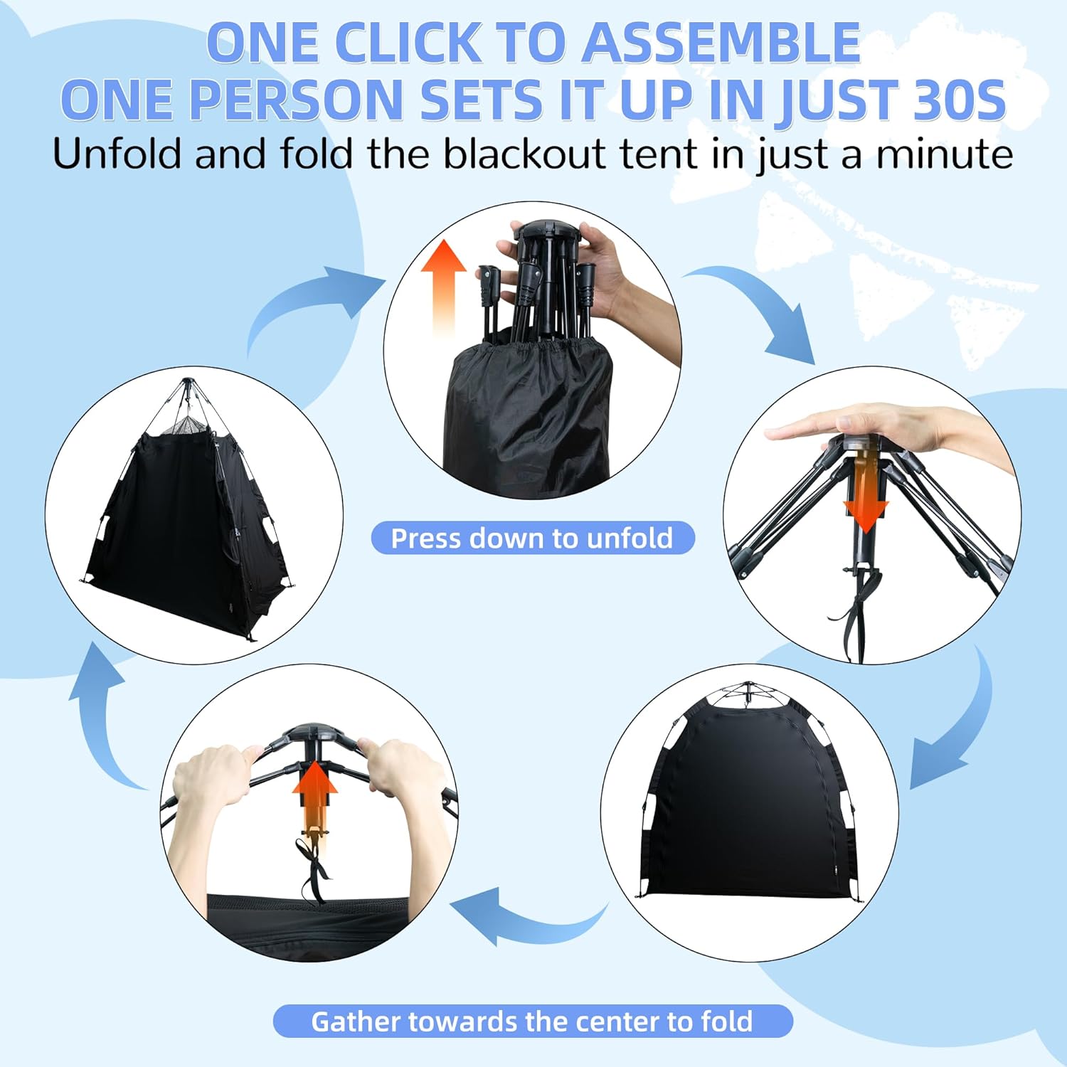 Blackout Tent for Pack and Play, Portable Baby Sleep Pod with 1-Click Set Up, Block 95% Light Breathable Baby Travel Crib Canopy Tent for Babies and Toddlers