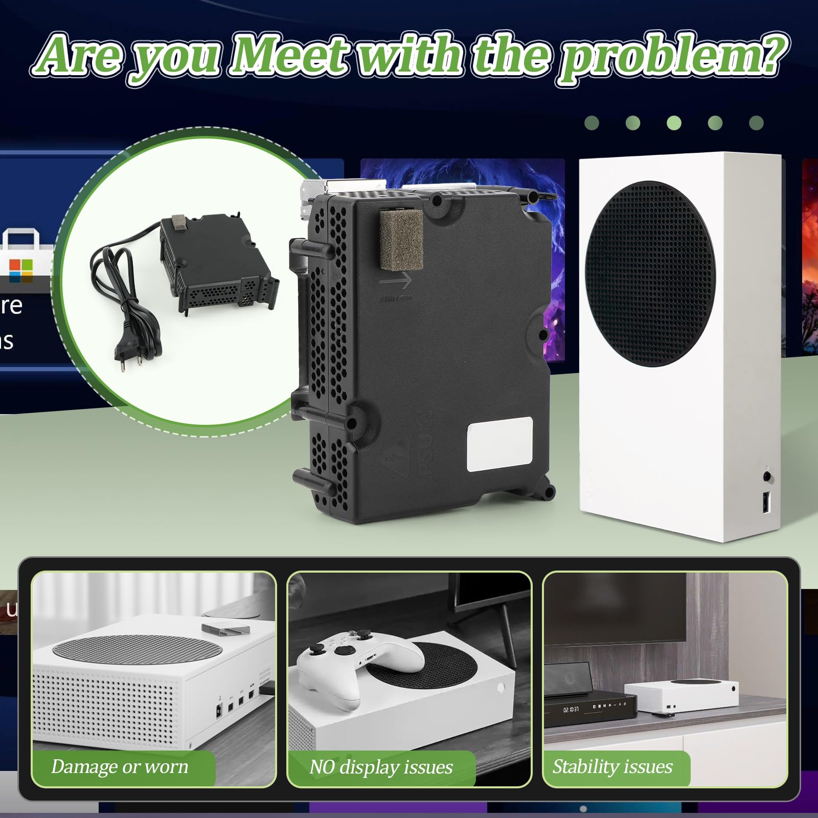 RongZy para Xbox Series S Fuente De Alimentación Reemplazo para Series S Interna Fuente de Alimentación con Adaptador de CA Consola Accesorios con Herramientas Reparación - 3