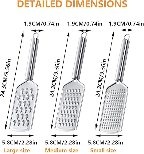 Miniatura 2 de Rallador de cocina de mano de acero inoxidable de 3 piezas para verduras y frutas, queso de jengibre duradero y rallador de zanahoria