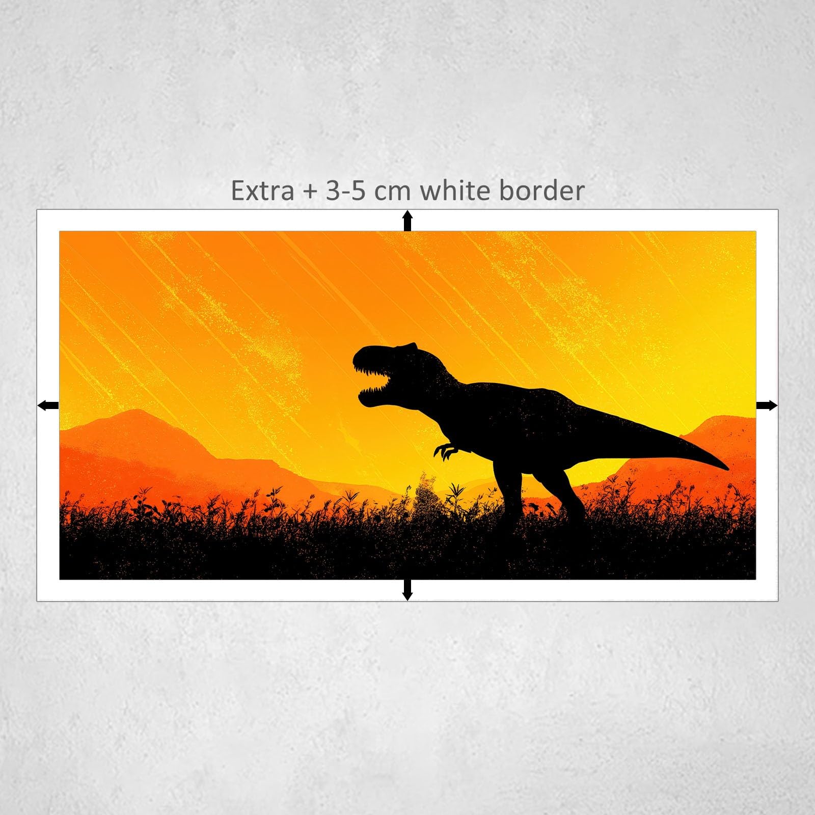 Generisch Gelb Afrikanisch Traditionell Dinosaurier Modernes Leinwandbild 140L x 70B cm mit Rahmen, Cartoon XXL Wanddeko für Wohnzimmer Geschenk Idee Einzug - Hochwertiger Kunstdruck auf Holzrahmen