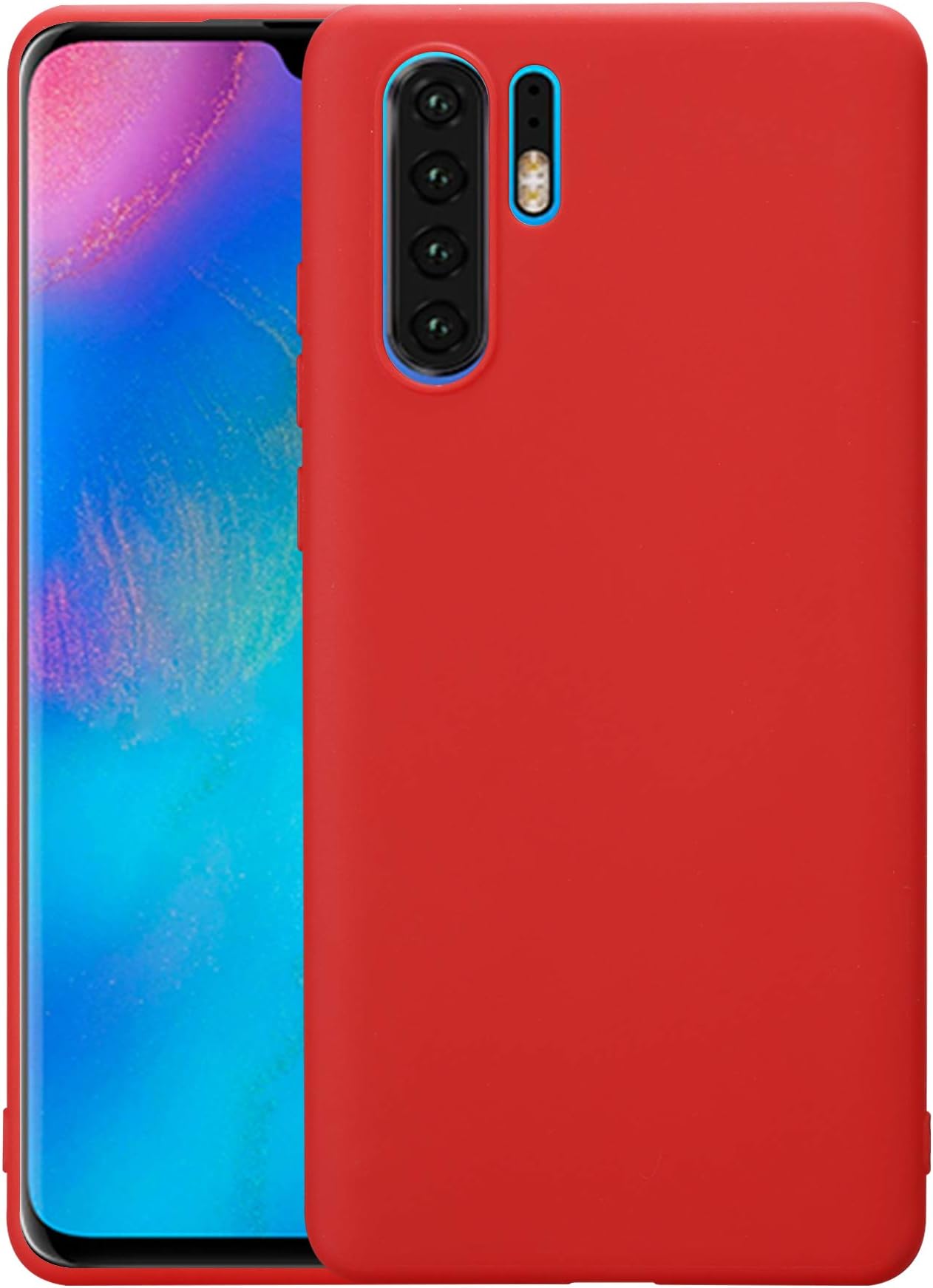 Lobwerk Case for Huawei P30 Pro Cover 6.4 Inch Ultra Slim Phone Protection Sleeve of TPU Shock Proof Extra Dureable Red