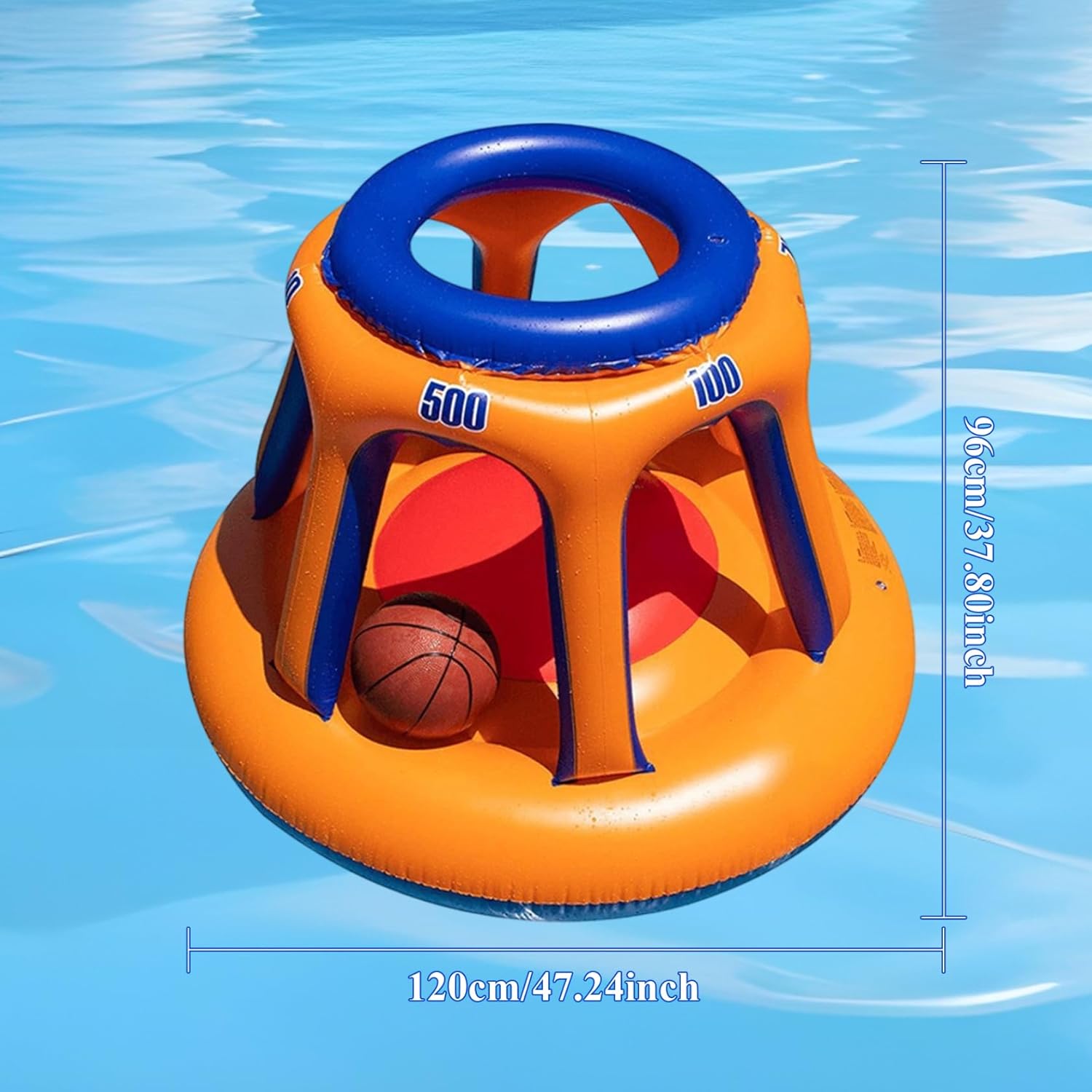 Pool Basketball Hoop, Thickened PVC Inflatable Floating Pool Basketball Hoop with Ball for Kids & Adults Swimming Party Indoor Outdoor