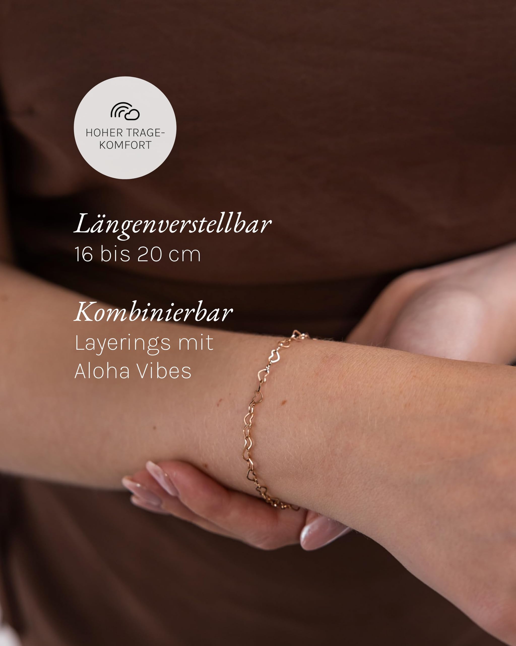Purelei Heart Armband – Filigranes Damen Armband – Aus langlebigem Edelstahl (14K vergoldet) – Verstellbare Länge 16-20 cm – Hawaiianisch inspiriert & wasserfest