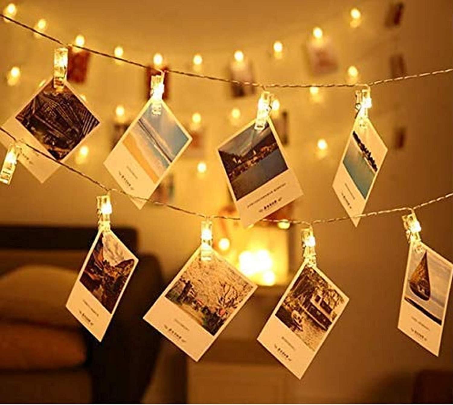 GONIPIMI Plastic 10 Photo Clip Led String Lights for Photo Hanging, Birthday, Festival, Wedding, Party for Home, Patio, Lawn, Restaurants Home Decoration