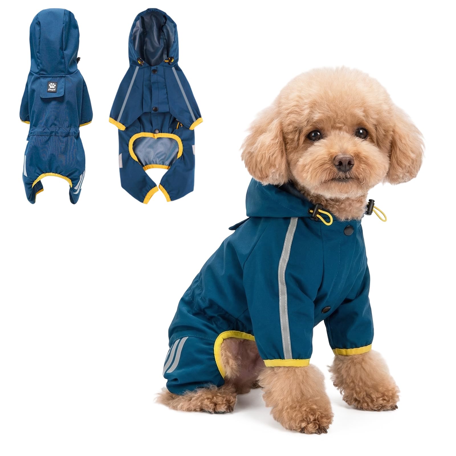 Supcomsta Dog Raincoat, Waterproof Dog Rain Coats with Reflective Strip & Harness Hole, Lightweight Dog Rain Jacket for Small and Medium Dogs (Blue, XL)