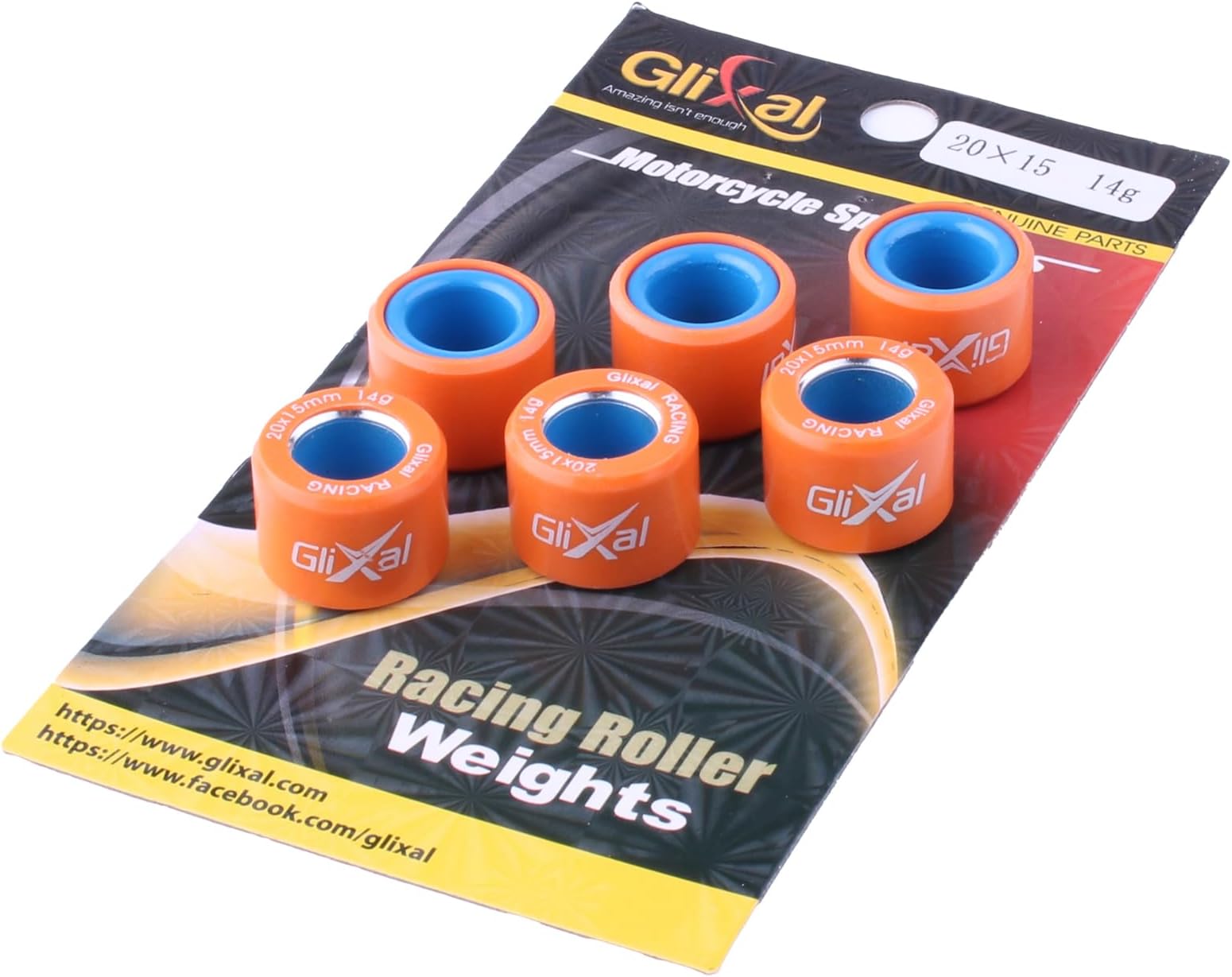 Glixal 20X15mm High Performance Racing Variator Roller Weights Set For Honda PCX 125 150 Polaris RZR 200 SYM SUZUKI KYMCO VESPA Scooter Quads ATV UTV (14 Gram)