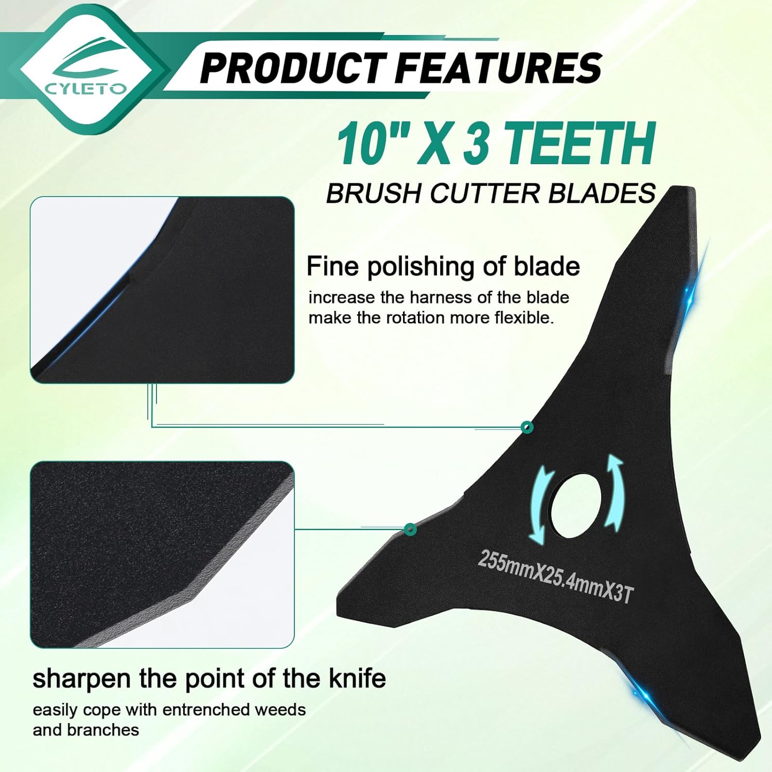 9" x 36 Teeth Carbide Tipped Blades & 6 Steel Razors Trimmer Head & 10" x 3 Teeth Carbon Steel Brush Cutter Blades with 2 Different Adapter Kits Compatible with Brush Cutter, Trimmer, Weed Eater