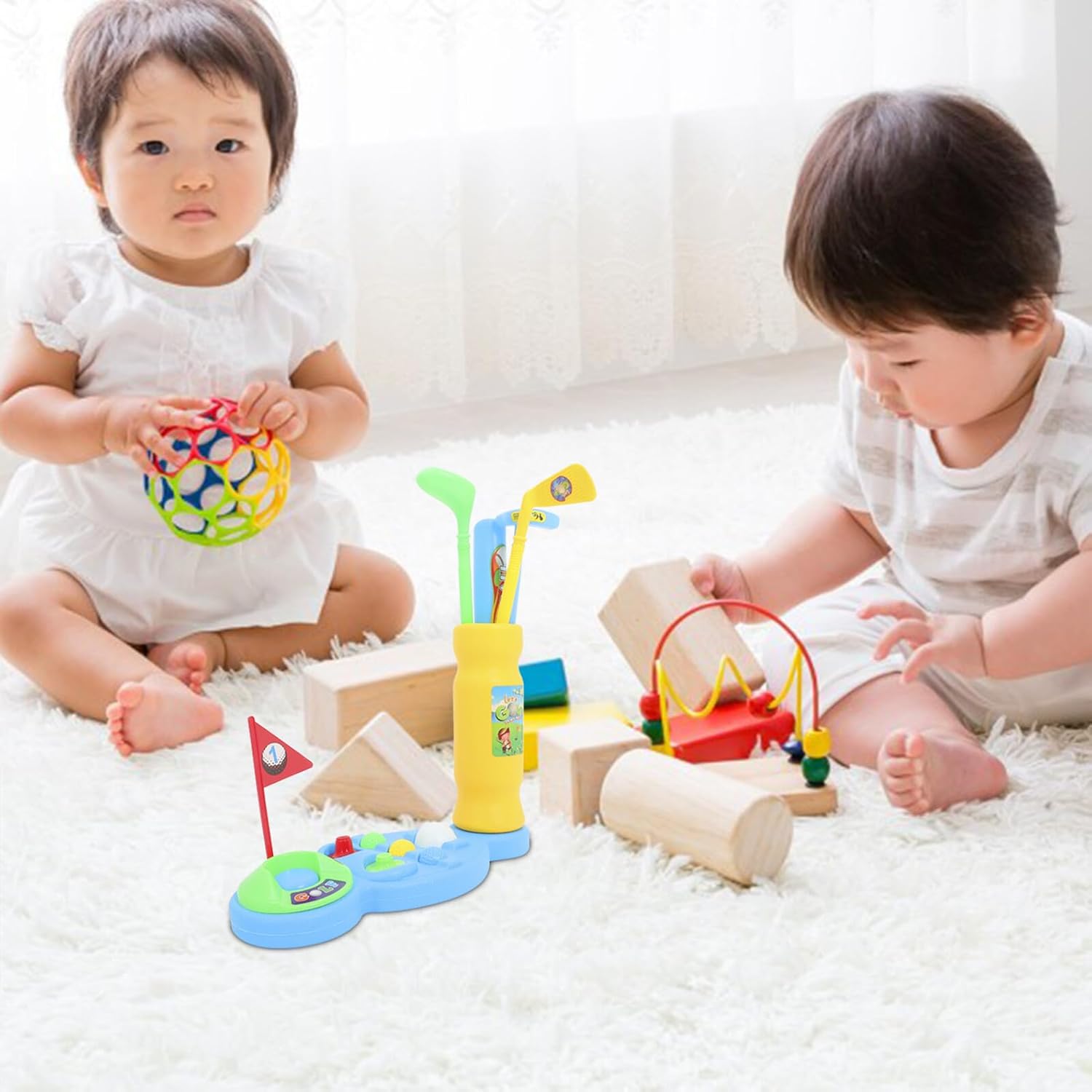 ERINGOGO Golf Outdoor Sports Game with Plastic Golf Balls for Hand-Eye Coordination Development Backyard Play Equipment for Boys