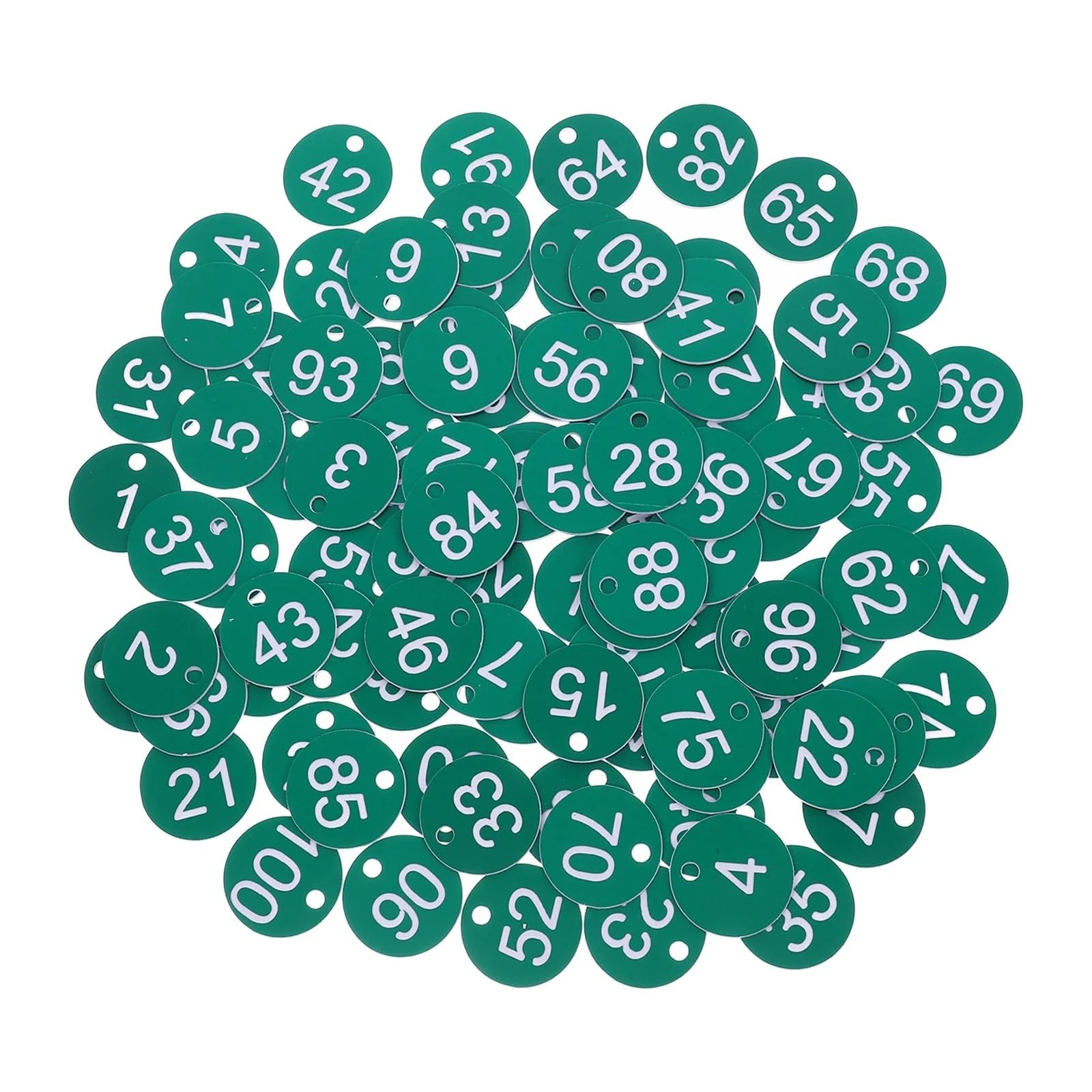 Plastikowe etykiety z numerami, okrągłe breloki do kluczy, Plastikowe zawieszki z numerami bez kółek, wielokolorowe, 3,5 cm, opakowanie 100 szt(Grün)