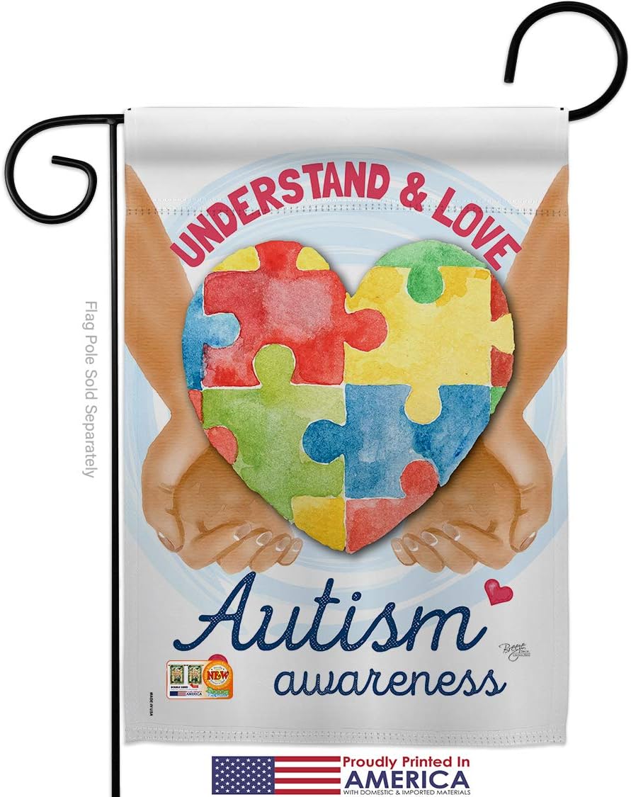 Understand Autism Awareness Garden House Flags Set Support Inspirational Survivor Ribbon Prevention Cancer Breast BLM Small Decorative Gift Yard Banner Made In USA 28 X 40
