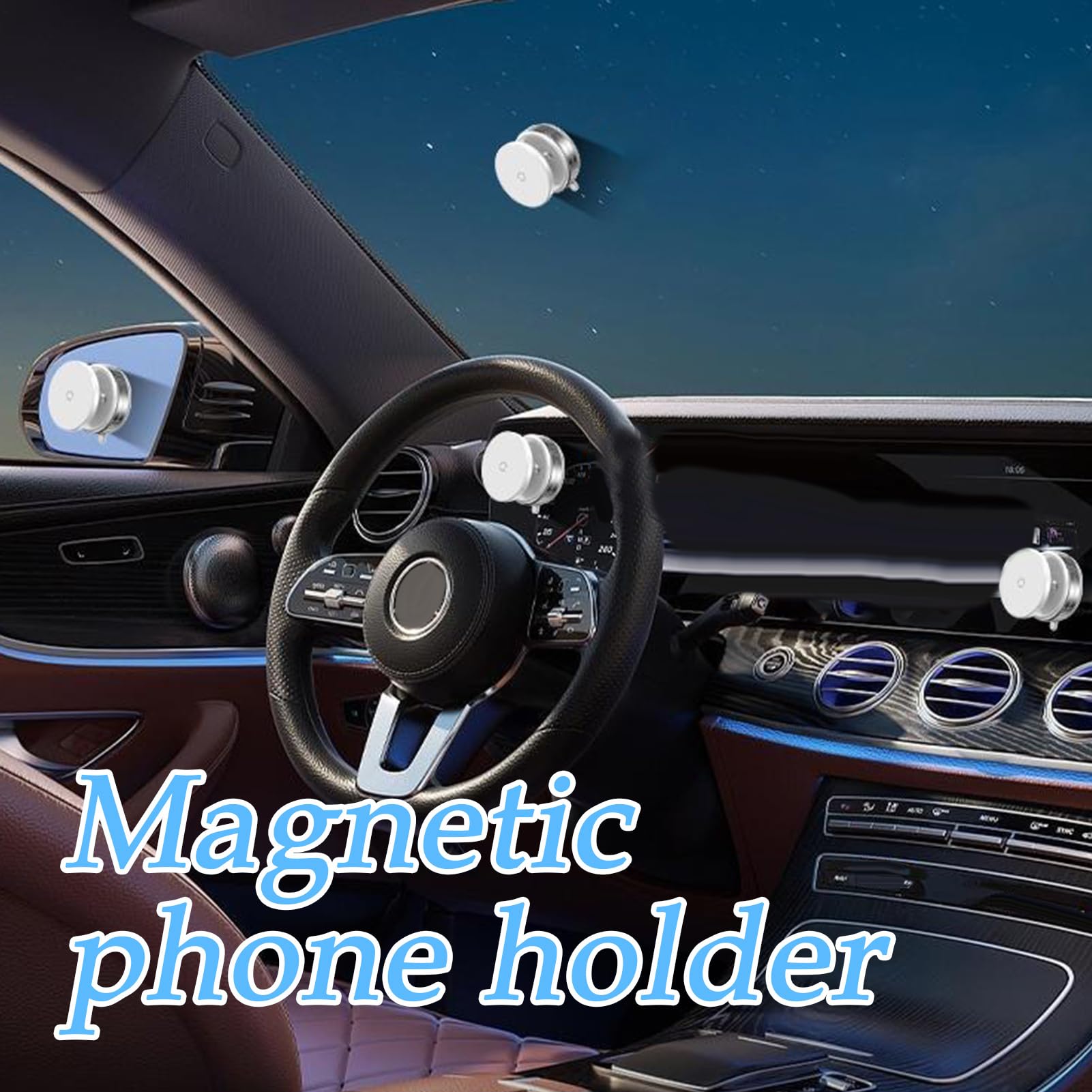 Supporto magnetico per telefono sottovuoto, supporto magnetico | supporto girevole a 360 gradi, interni auto, supporto base a per cruscotto, design compatto nero