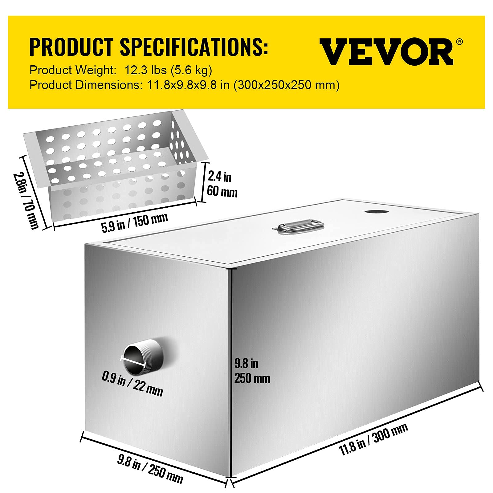 Buy VEVOR Commercial Grease Interceptor, 6 GPM Commercial Grease Trap