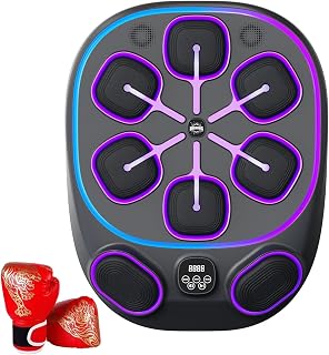 Máquina De Boxeo con Música Inteligente Y Bluetooth, con 9 Modos De Boxeo Y 9 Configuraciones De Velocidad, 30 Niveles De Ajuste De Volumen, con Guantes De Medio Dedo, Altura Ajustable