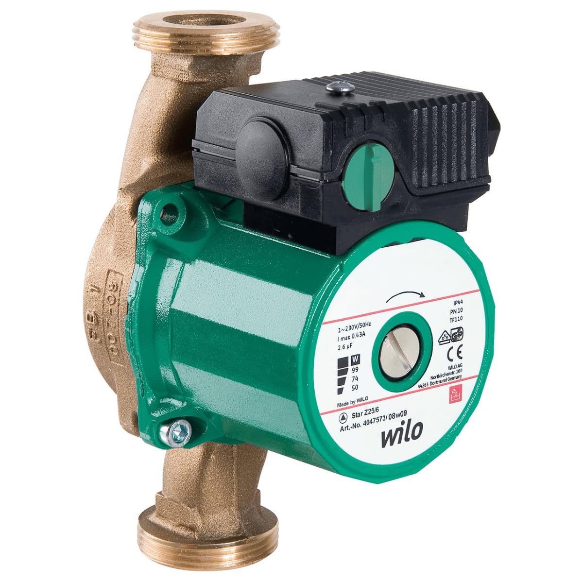 Wilo Circolatore per acqua calda sanitaria Star-Z 20/2-3 - interasse 130 mm - maschio/maschio - 1"1/4