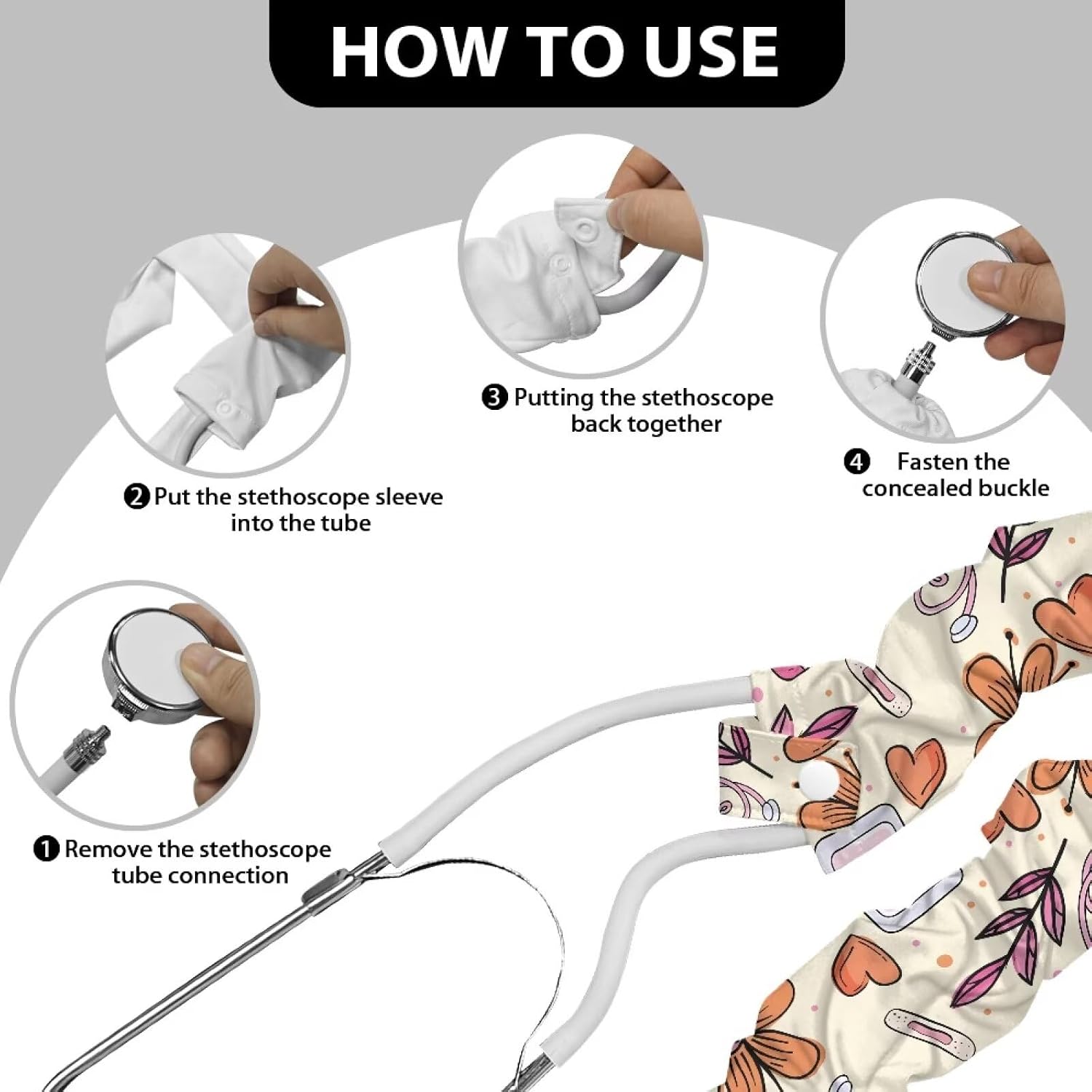 Rnyleeg Stethoscope Covers for Nurses Stretchy Stethoscope Sleeve Fit to All Types of Stethoscopes Removable Tube