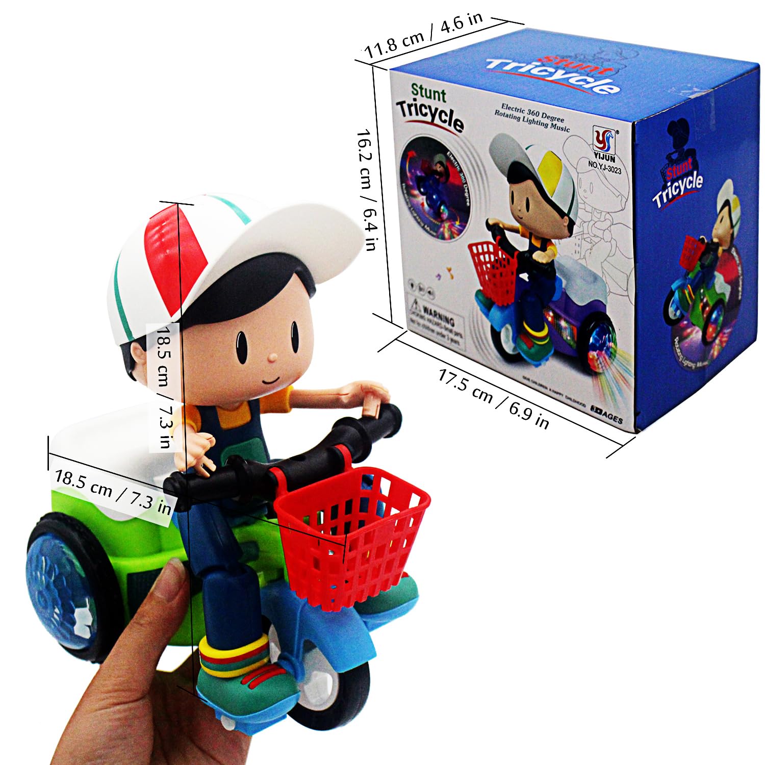 Triciclo eléctrico para bebés y niños pequeños, juguete de caricatura, motocicleta, vehículo, actuación, música, luces luminosas, regalos de cumpleaños para niños (niño) 6