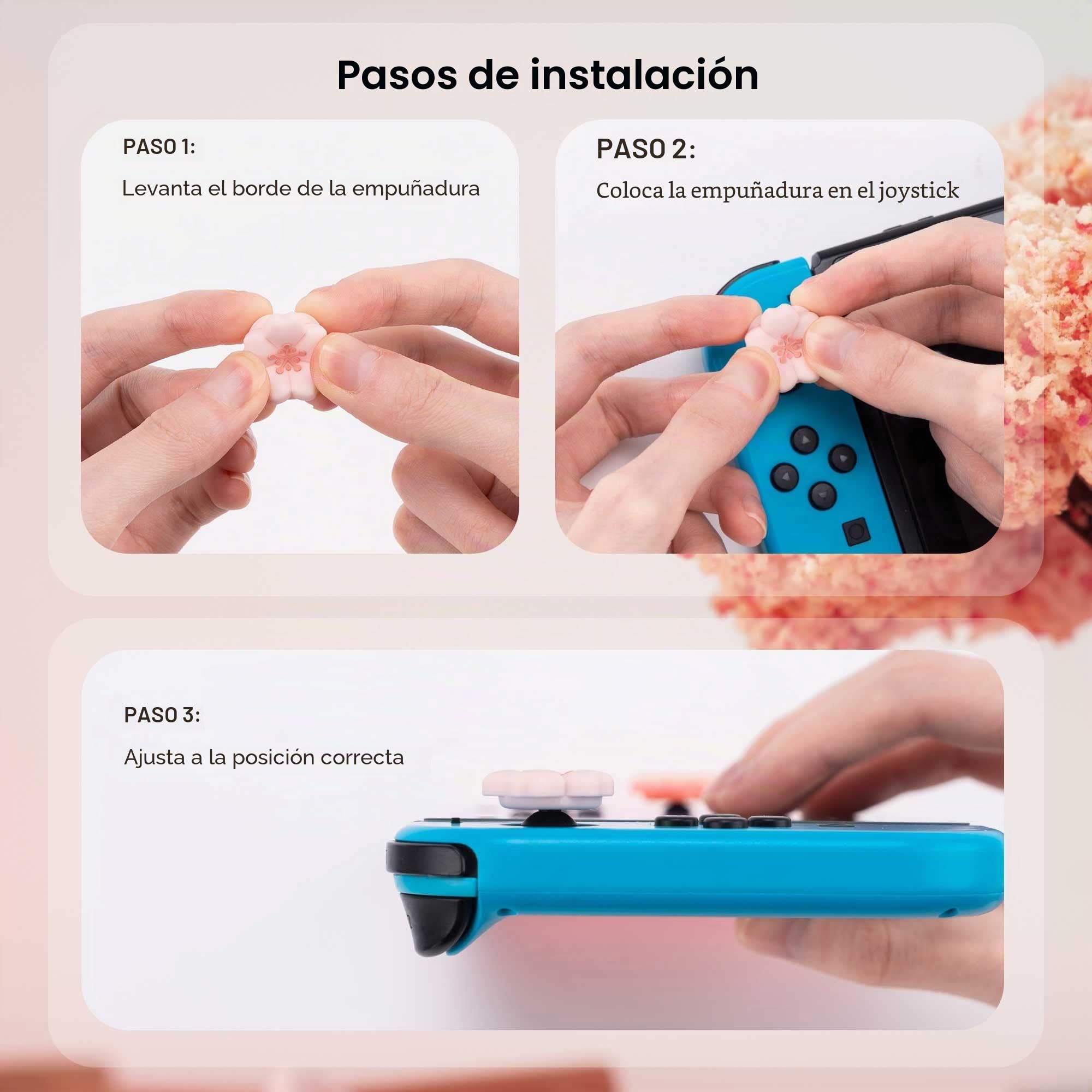 GeekShare Joycon Joystick Cover, Paquete de 4 Tapas de Silicona Kawaii para Joystick compatibles con Switch/OLED/Switch Lite (Sakura)